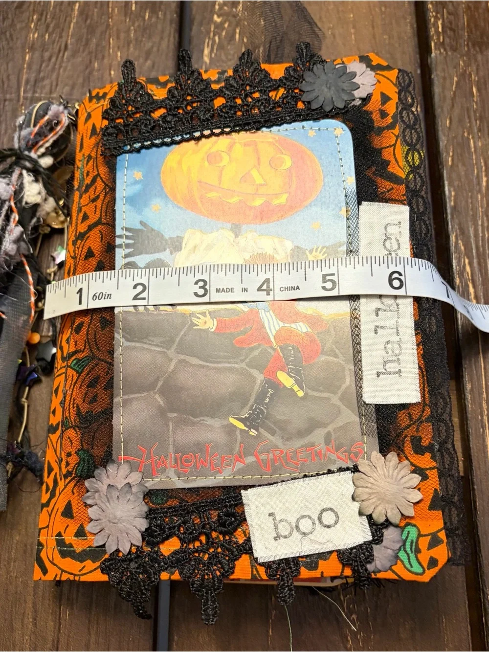 Halloween Junk Journal Vintage Fabric Pumpkins Softcover Decorated 3 Signatures